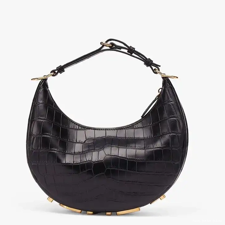 Cheap Bag In Hobo Fendigraphy Fendi Small Leather Crocodile Black 0625